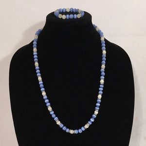 Blue & White Neck & Bracelet Set